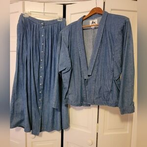 McMac Women's 2 Piece Set Jean Jacket And Skirt Good Used Condition